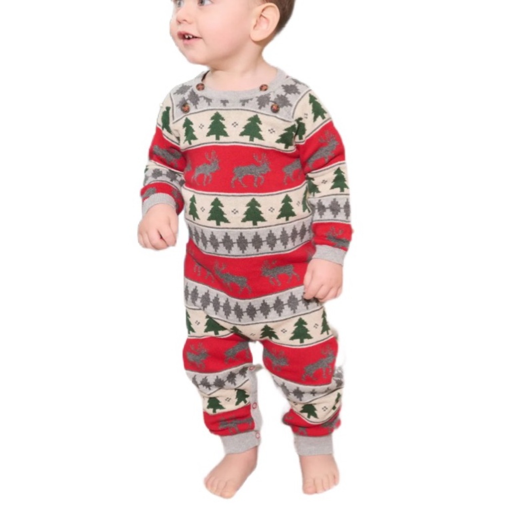 Hatley Baby Holiday Elk Fair Isle Baby Sweater Romper Size 18 to 24 Months